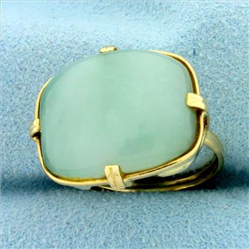 Vintage Natural Jade Statement Ring in 14k Yellow Gold