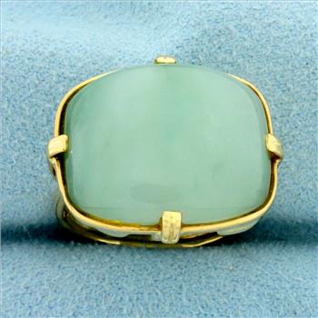Vintage Natural Jade Statement Ring in 14k Yellow Gold