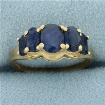Vintage Natural Sapphire Ring in 14k Yellow Gold