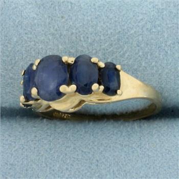 Vintage Natural Sapphire Ring in 14k Yellow Gold