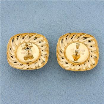 Vintage Onyx Button Earrings in 14K Yellow Gold