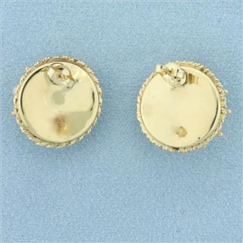 Vintage Pearl Pincushion Button Earrings in 14k Yellow Gold