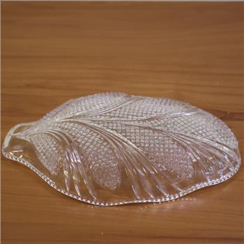 Vintage Pressed Glass Leaf Dish