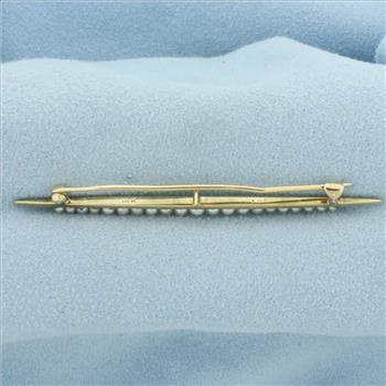 Vintage Seed Pearl Pin Brooch in 14k Yellow Gold
