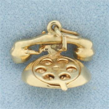 Vintage Telephone Charm in 14k Yellow Gold