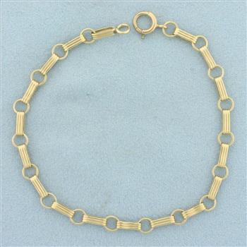 Vintage Watch Chain Link Bracelet in 14k Yellow Gold
