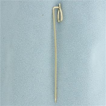 Vintage Wishbone Stick Pin in 14k Yellow Gold