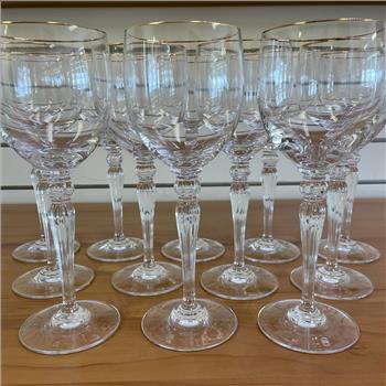 Waterford Carelton Gold Crystal Water Goblets Set of 12
