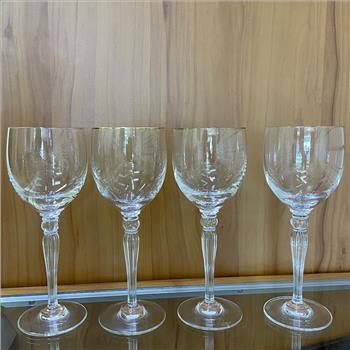 Waterford Carelton Gold Crystal Wine Goblets Set of 4