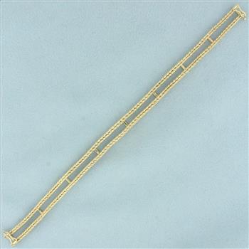Wheat Link Tennis Bracelet Jacket in 14k Yellow Gold