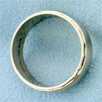 Wide 8mm Wedding Band Ring in 14K White Gold