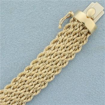 Wide Rope Link Bracelet in 14k Yellow Gold