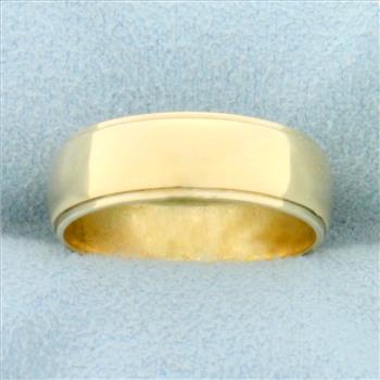 Womans Step Edge Wedding Band Ring in 14K Yellow Gold