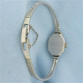 Womans Vintage Omega Wrist Watch in Solid 14K White Gold