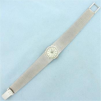 Womens Vintage Omega Watch In Solid 18K White Gold Case and Band