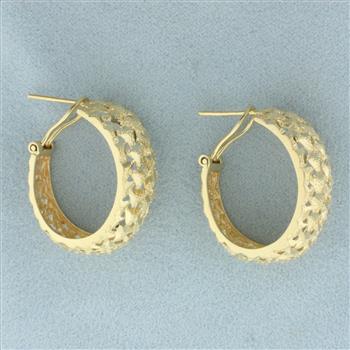 Woven Design Hoop Earrings in 14k Yellow Gold