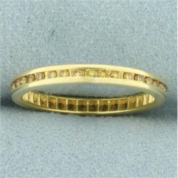 Yellow Diamond Channel Set Stacking Ring in 18k Yellow Gold