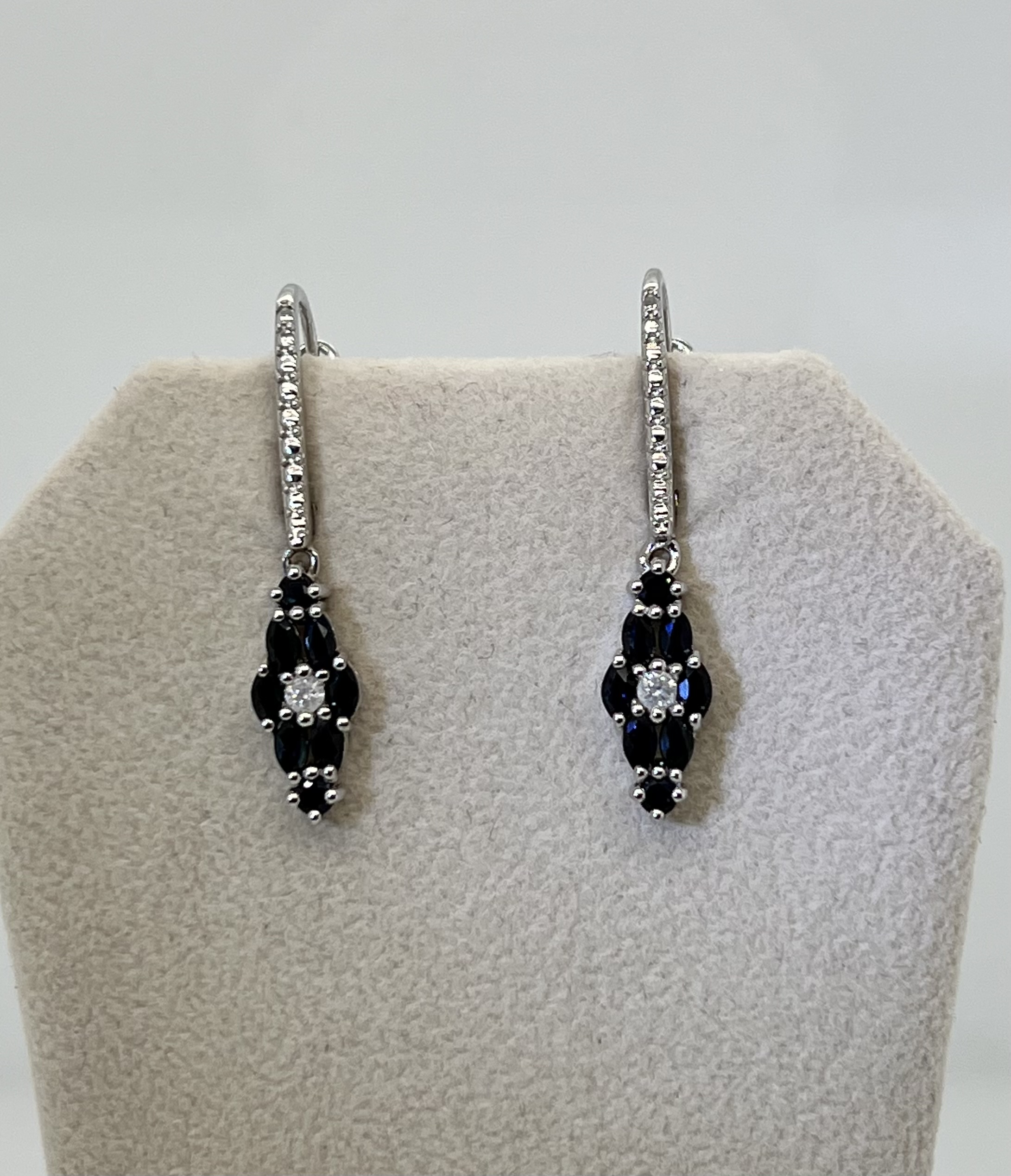 SAPPHIRE & DIAMOND EARRINGS IN STERLING SILVER Property Room