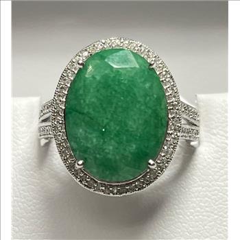 EMERALD & SAPPHIRE RING IN STERLING SILVER