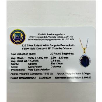 RUBY & WHITE SAPPHIRE NECKLACE IN STERLING SILVER