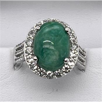 EMERALD & SAPPHIRE RING IN STERLING SILVER