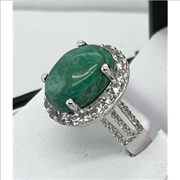 EMERALD & SAPPHIRE RING IN STERLING SILVER