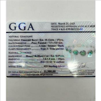 EMERALD & DIAMOND BRACELET IN STERLING SILVER