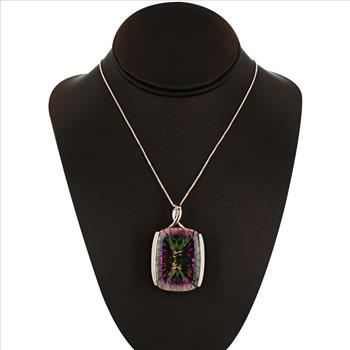 120.80ct Cushion Mystic Quartz Pendant/Necklace