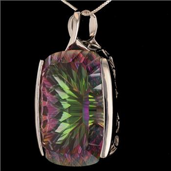 120.80ct Cushion Mystic Quartz Pendant/Necklace
