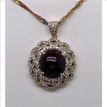 RUBY & WHITE SAPPHIRE NECKLACE IN STERLING SILVER