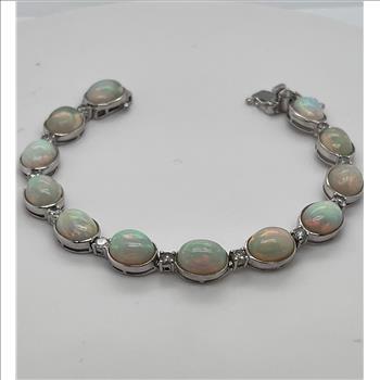 OPAL & DIAMOND BRACELET IN STERLING SILVER