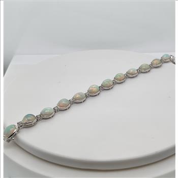 OPAL & DIAMOND BRACELET IN STERLING SILVER