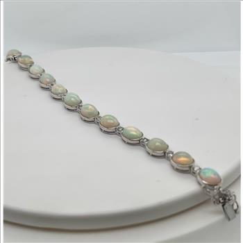 OPAL & DIAMOND BRACELET IN STERLING SILVER