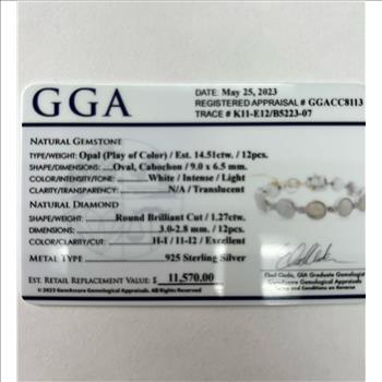 OPAL & DIAMOND BRACELET IN STERLING SILVER