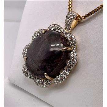 RUBY & WHITE SAPPHIRE NECKLACE IN STERLING SILVER