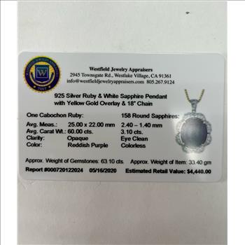 RUBY & WHITE SAPPHIRE NECKLACE IN STERLING SILVER