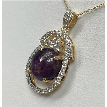 RUBY & WHITE SAPPHIRE NECKLACE IN STERLING SILVER