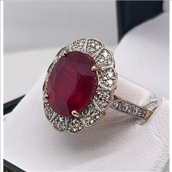 RUBY & DIAMOND RING IN 14K GOLD