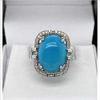 TURQUOISE & DIAMOND RING IN 14K GOLD