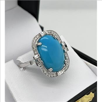 TURQUOISE & DIAMOND RING IN 14K GOLD