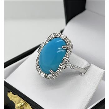 TURQUOISE & DIAMOND RING IN 14K GOLD