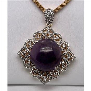 RUBY & WHITE SAPPHIRE NECKLACE IN STERLING SILVER