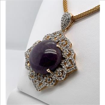 RUBY & WHITE SAPPHIRE NECKLACE IN STERLING SILVER