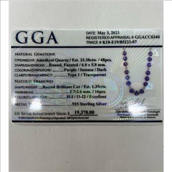 AMETHYST & DIAMOND NECKLACE IN STERLING SILVER