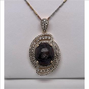 RUBY & WHITE SAPPHIRE NECKLACE IN STERLING SILVER