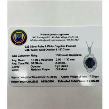 RUBY & WHITE SAPPHIRE NECKLACE IN STERLING SILVER