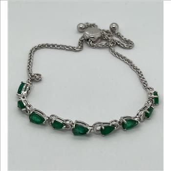 EMERALD BRACELET SET IN STERLING SILVER
