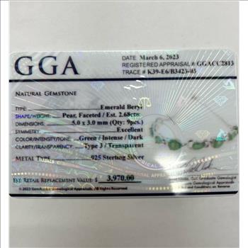 EMERALD BRACELET SET IN STERLING SILVER