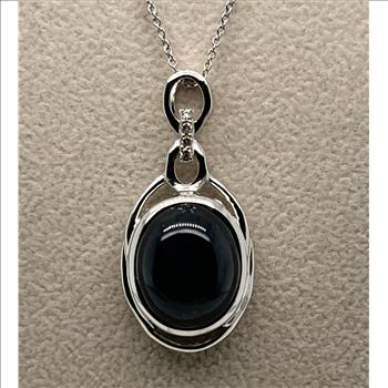 STAR SAPPHIRE & DIAMOND NECKLACE IN STERLING SILVER