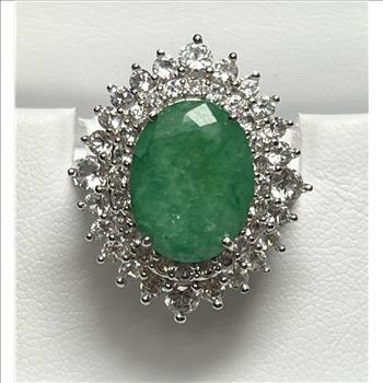 EMERALD & SAPPHIRE RING IN STERLING SILVER